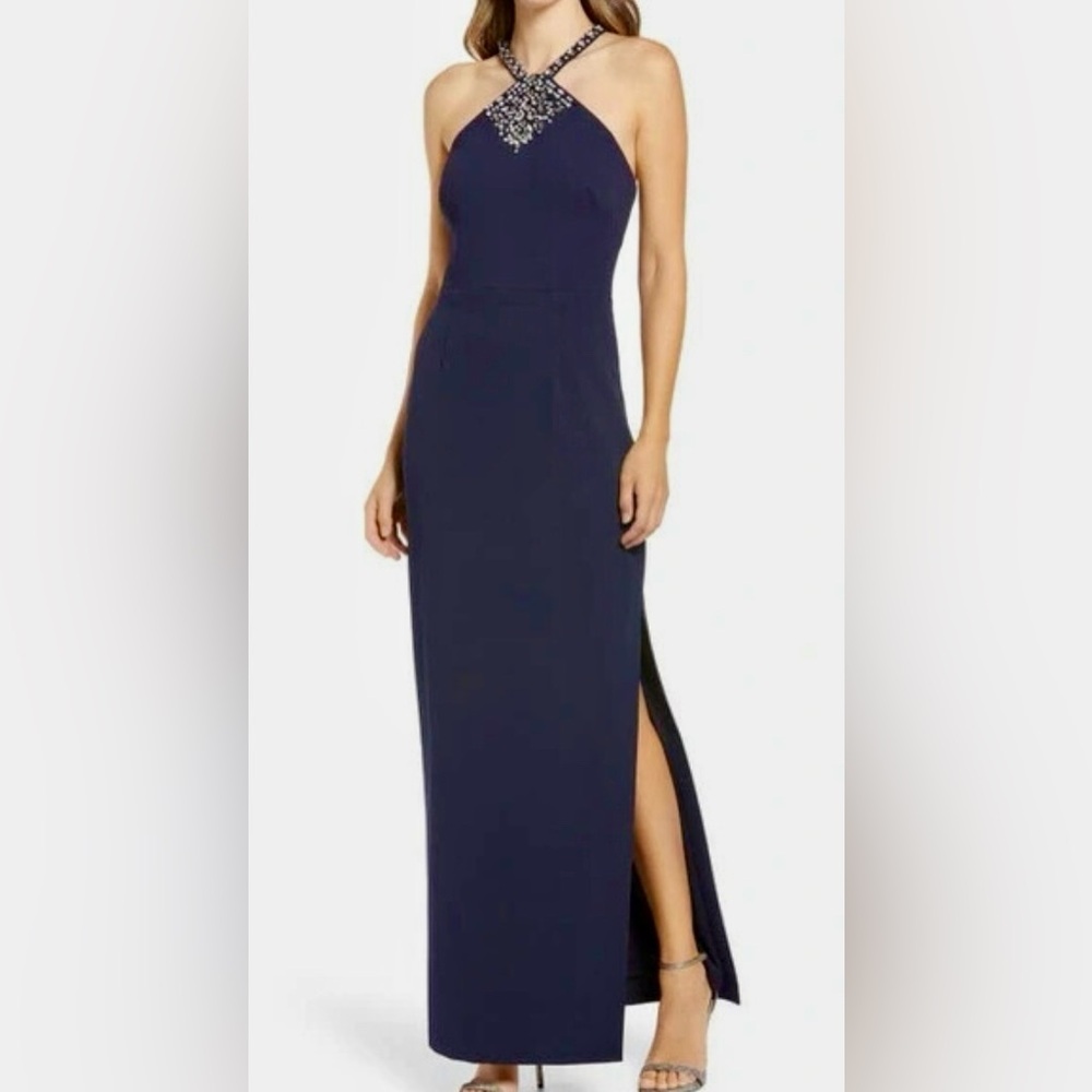 NWT Vince Camuto Beaded Neck Halter Dress - Picture 6 of 8